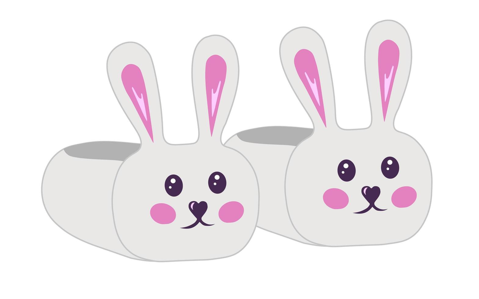 Bunny slippers. Illustration for printing, backgrounds, wallpapers, covers, packaging, greeting cards, posters, stickers, textile and seasonal design. Isolated on white background. vector