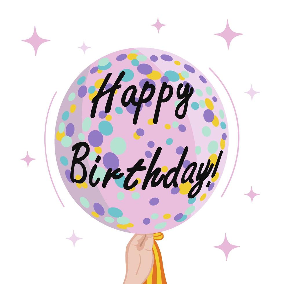 Globo de helio con confeti de colores en el interior. decoraciones de  fiesta para cumpleaños. ilustración