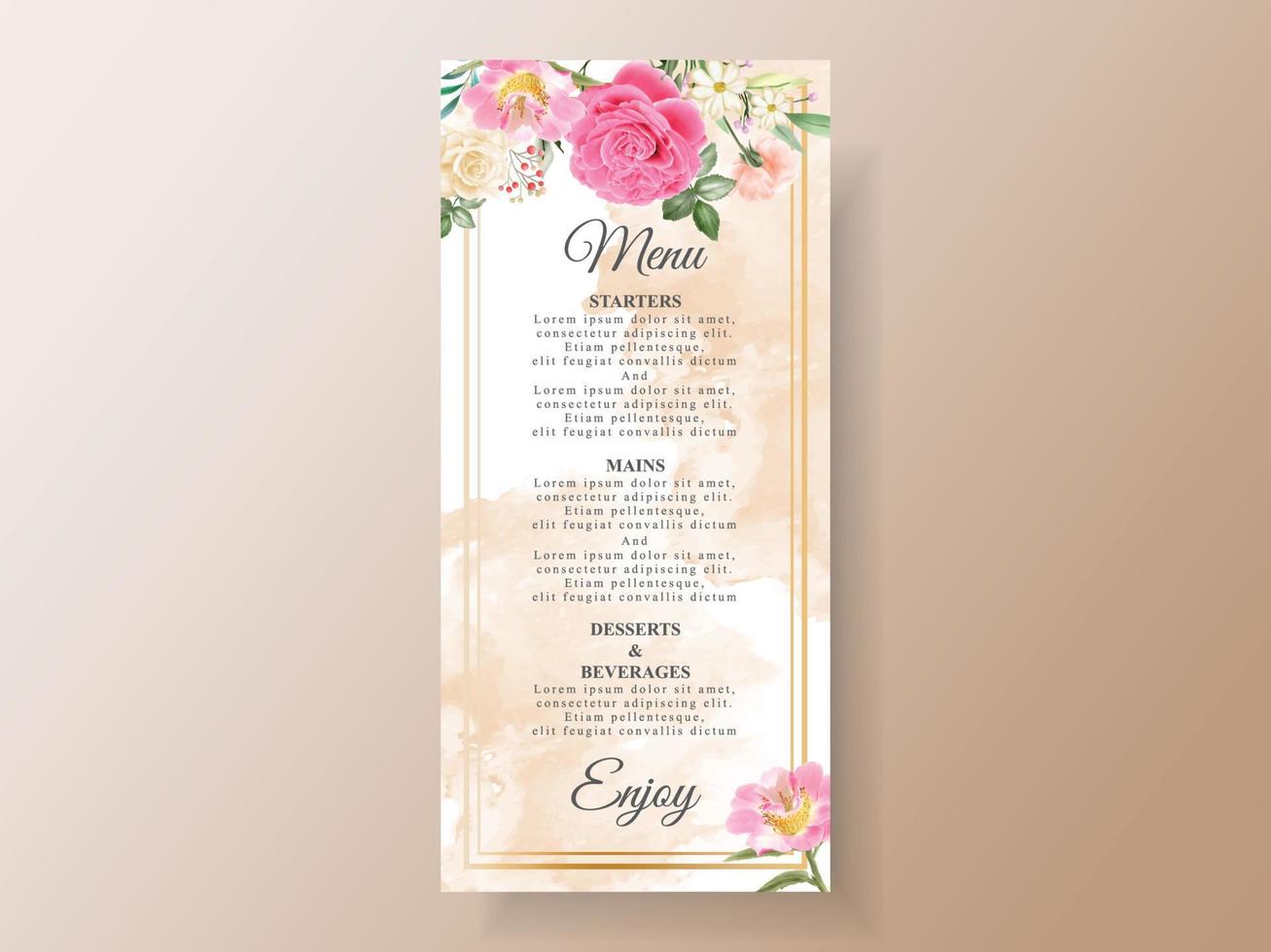 Beautiful pink and yellow flowers wedding invitation card vector