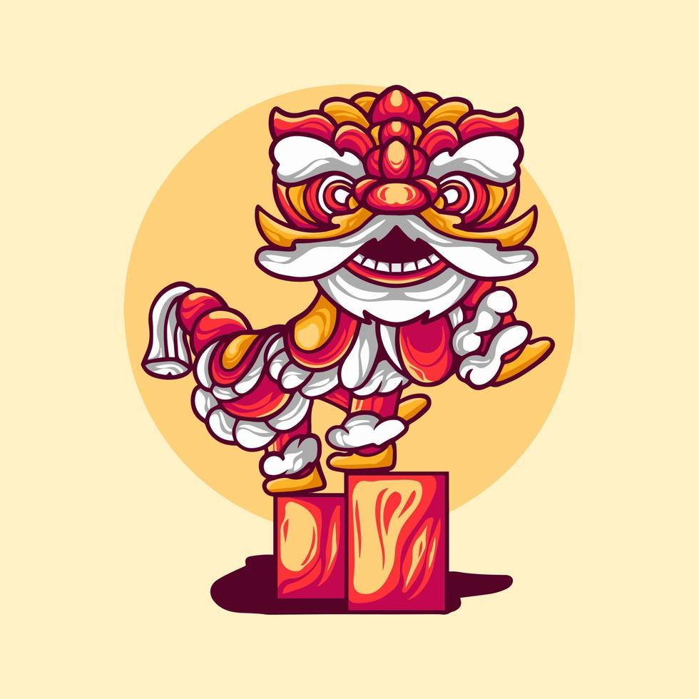 Lion Dance Chinese Illustration vector
