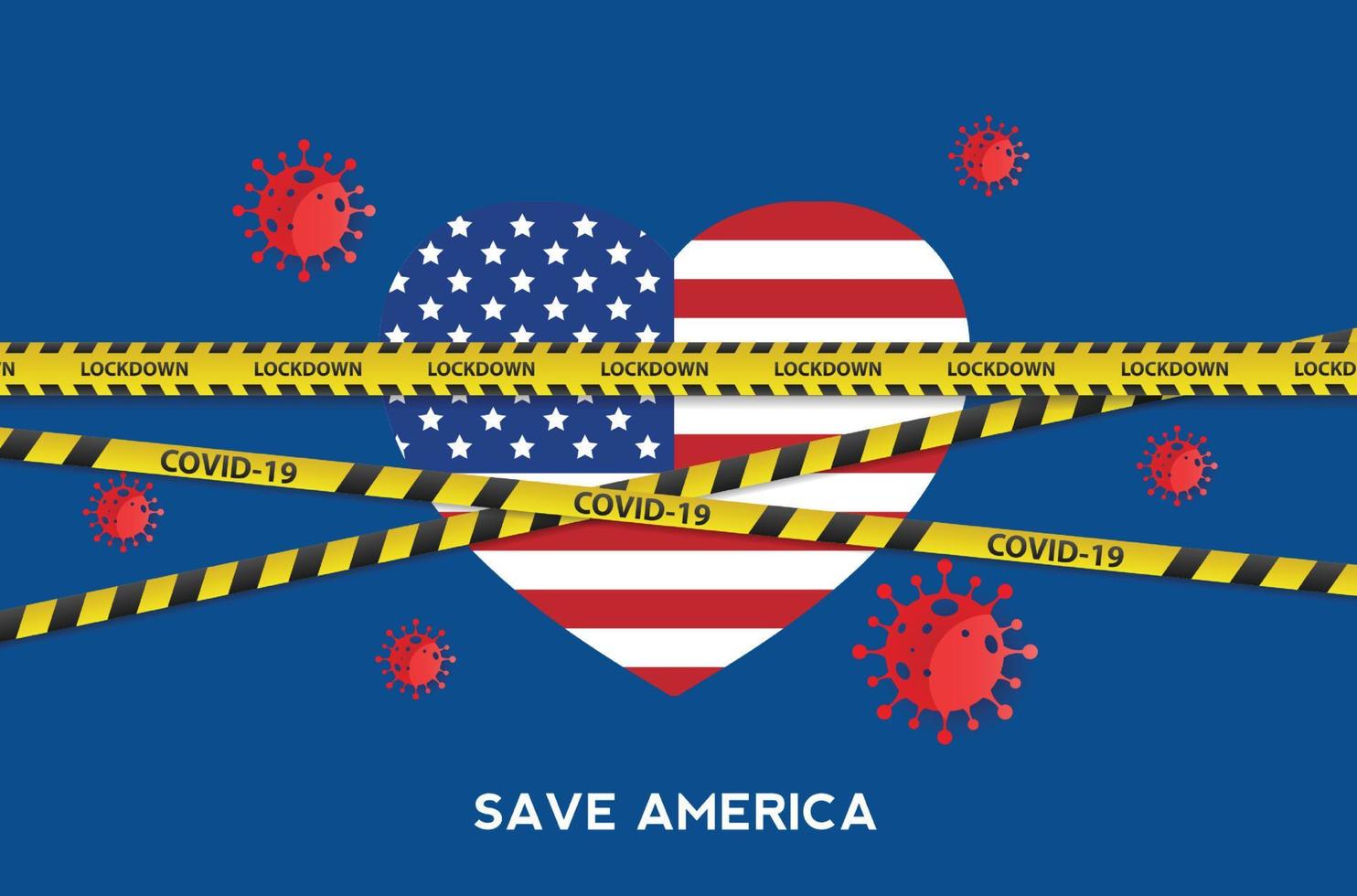 America lockdown preventing coronavirus or Covid 19 spread or outbreak, Prohibited from leaving the USA country. vector illustration design.