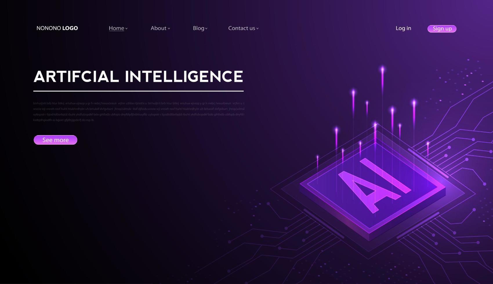 Artificial intelligence, machine learning, ai, data deep learning for future technology artwork, mining, isometric, neural network, machine programming and Responsive web banner. vector Illustration.