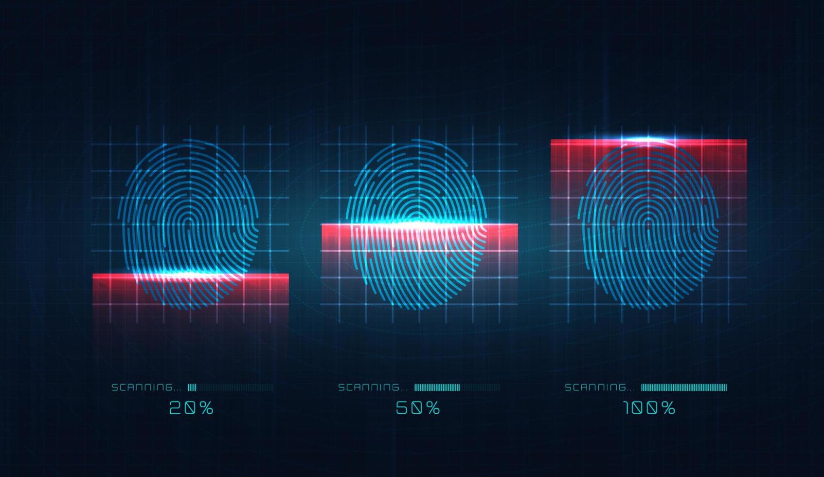 Laser scanning of fingerprint of digital biometric security technology. Low poly wire outline geometric. Illustration vector design.