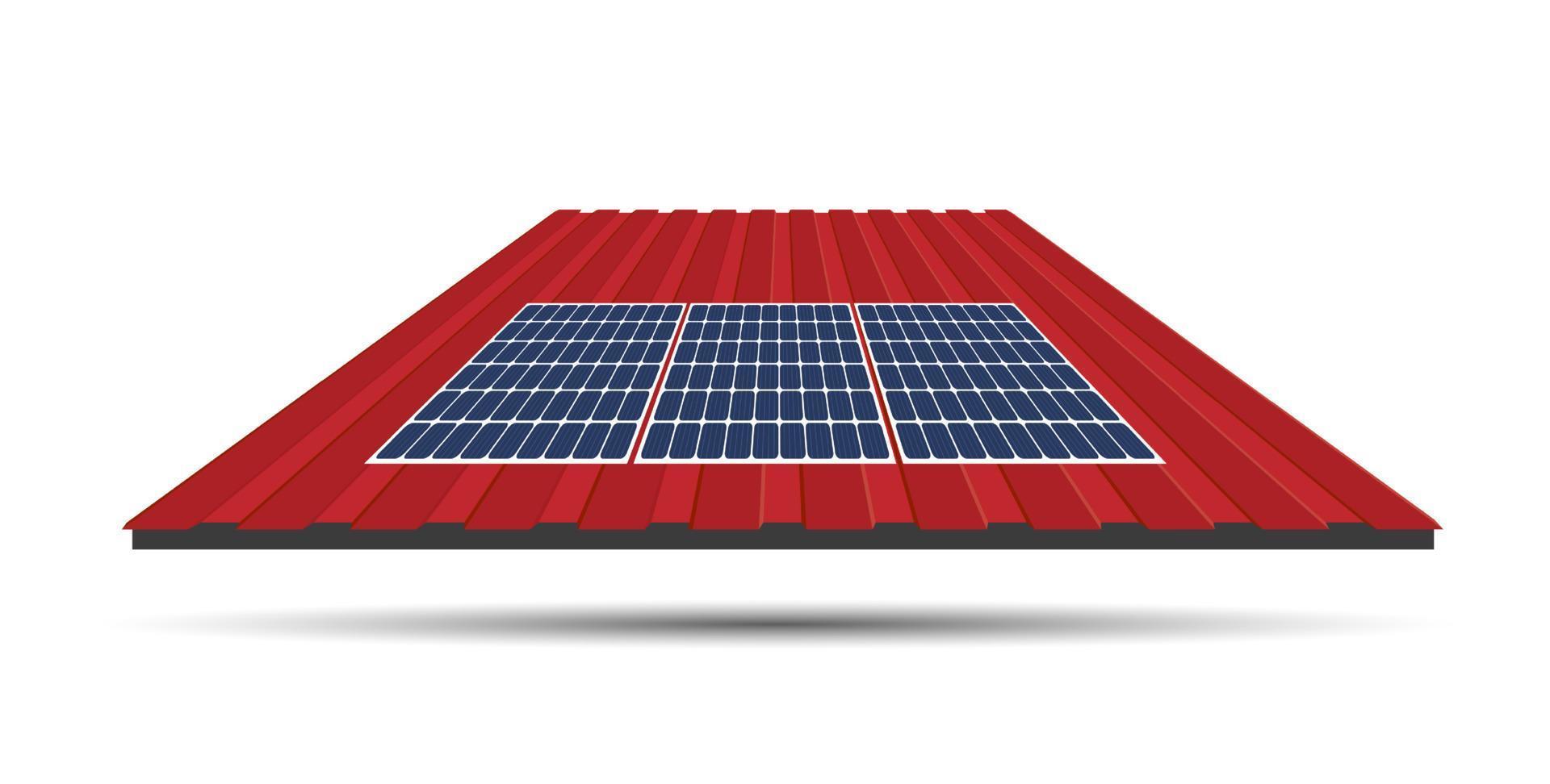 panel solar en el techo de una casa, concepto de recursos sostenibles, diseño de ilustraciones vectoriales. vector