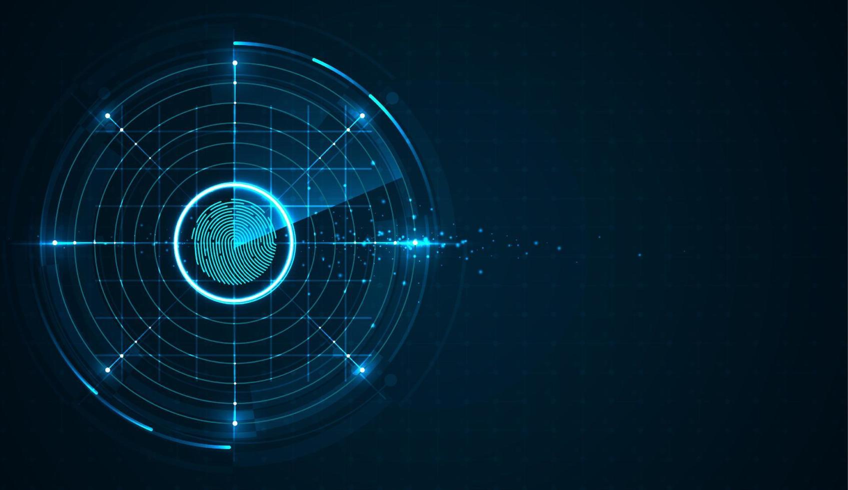 Fingerprint scanning on circuit board abstract security system concept with fingerprint. cyber security concept. vector illustration design