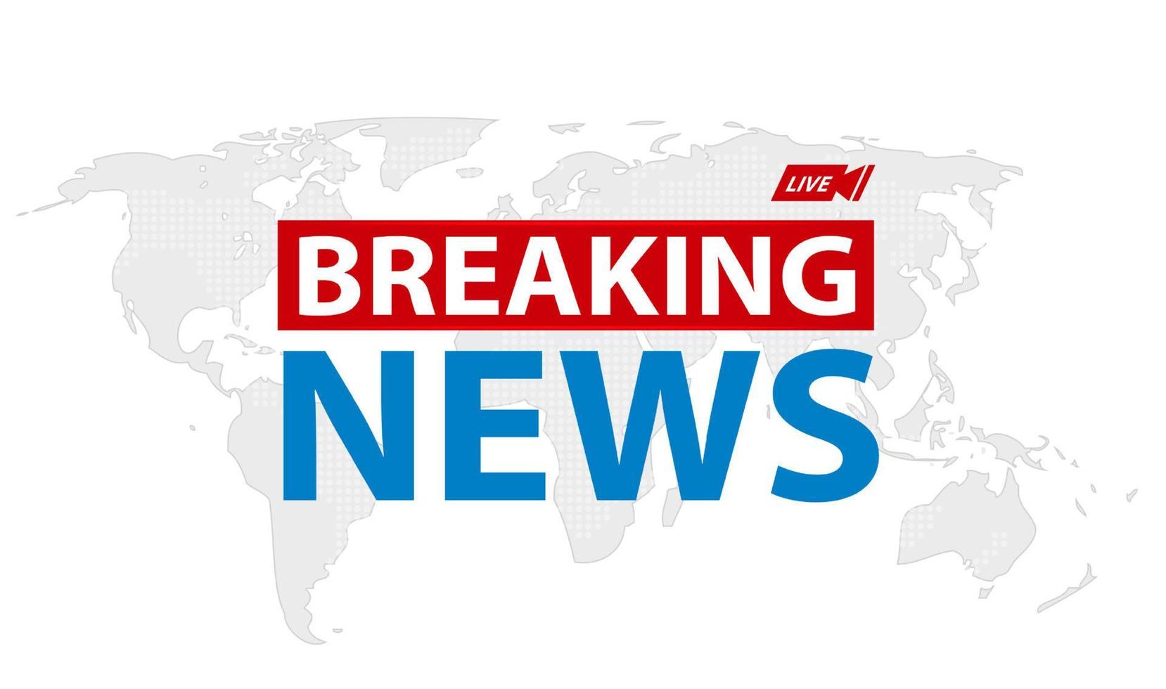 Breaking news live banner on world map background, Vector illustration.