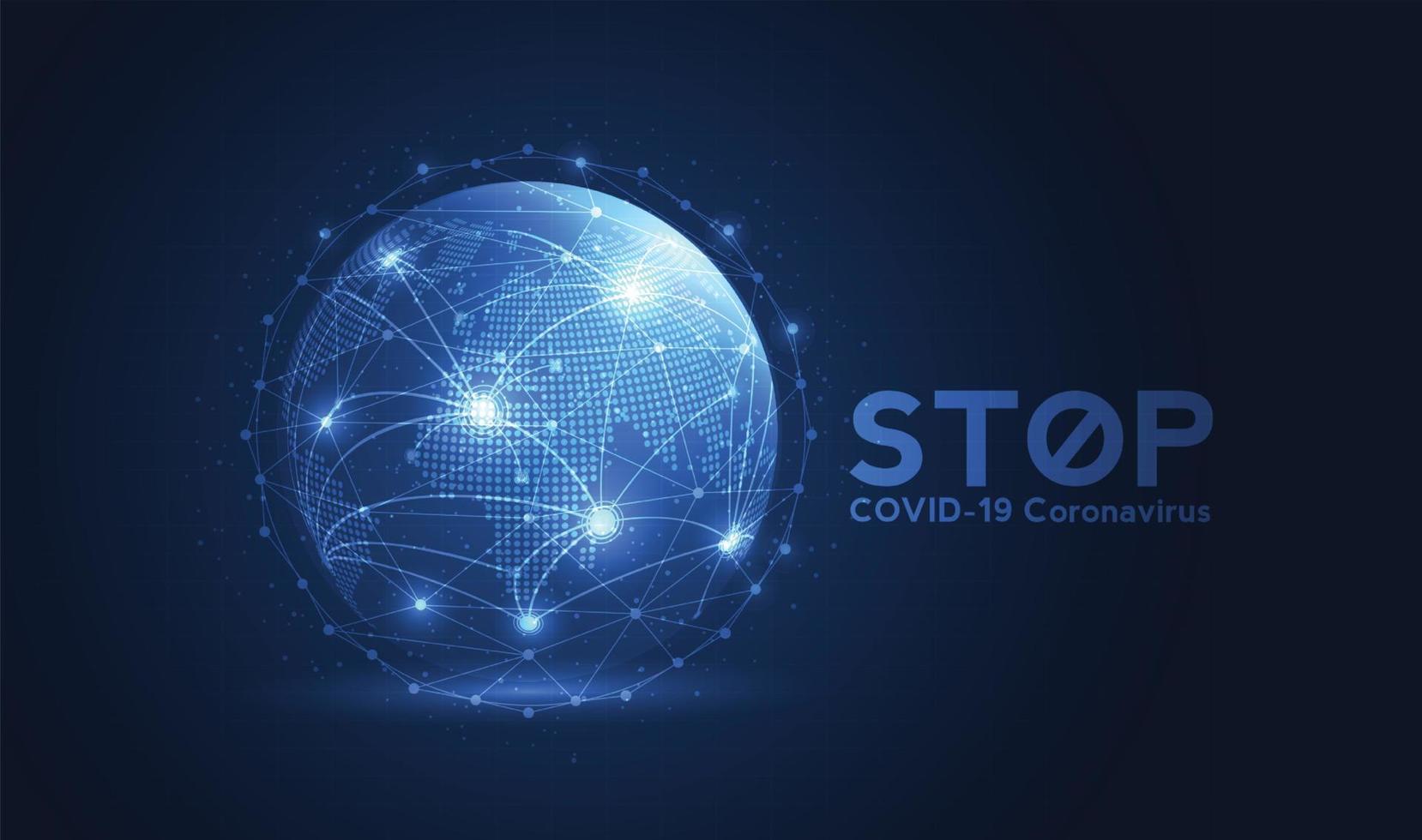 Stop coronavirus pandemic, word COVID-19, spread of corona virus in World. vector design.