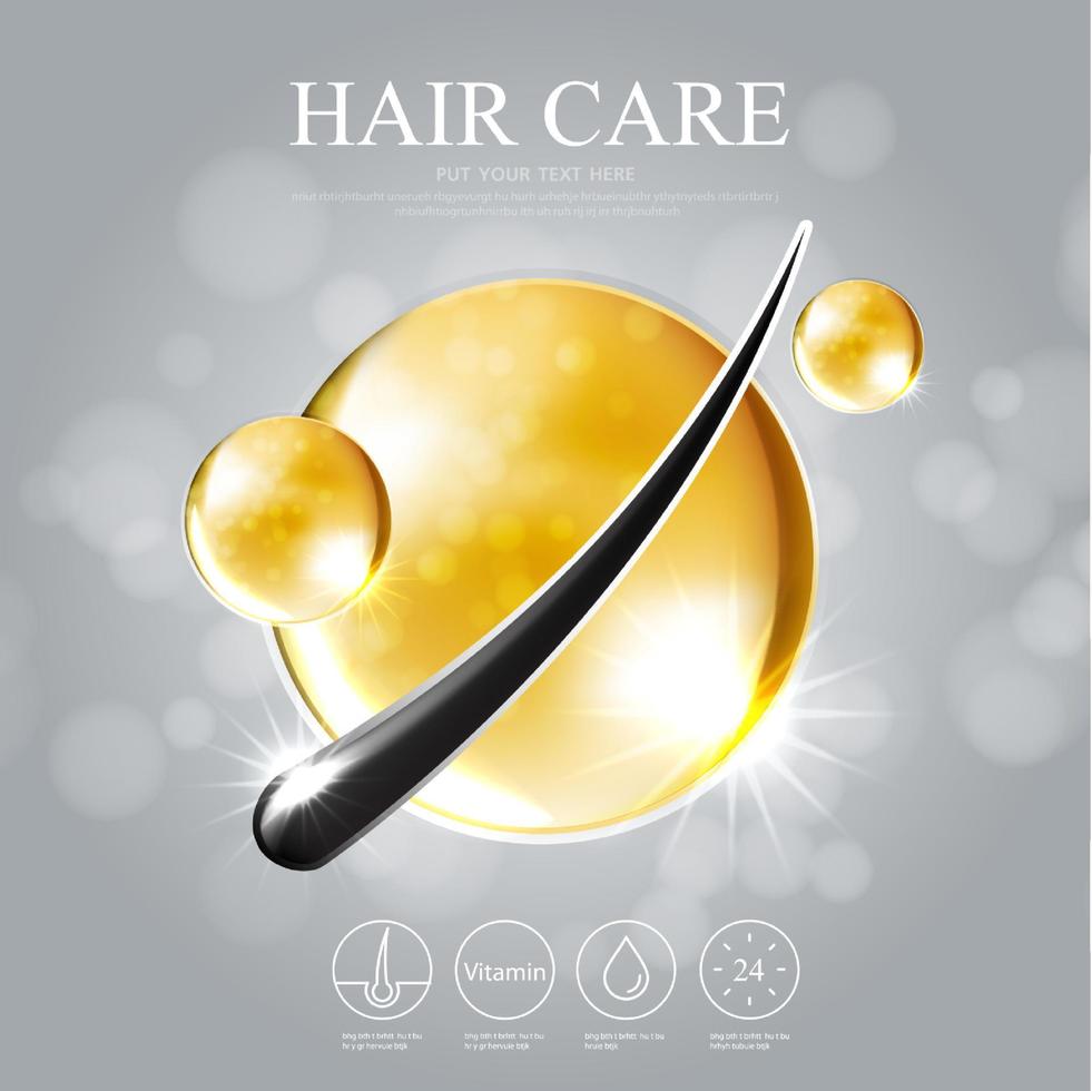 Hair care products, prevent split ends serum shampoo, cosmetics concept