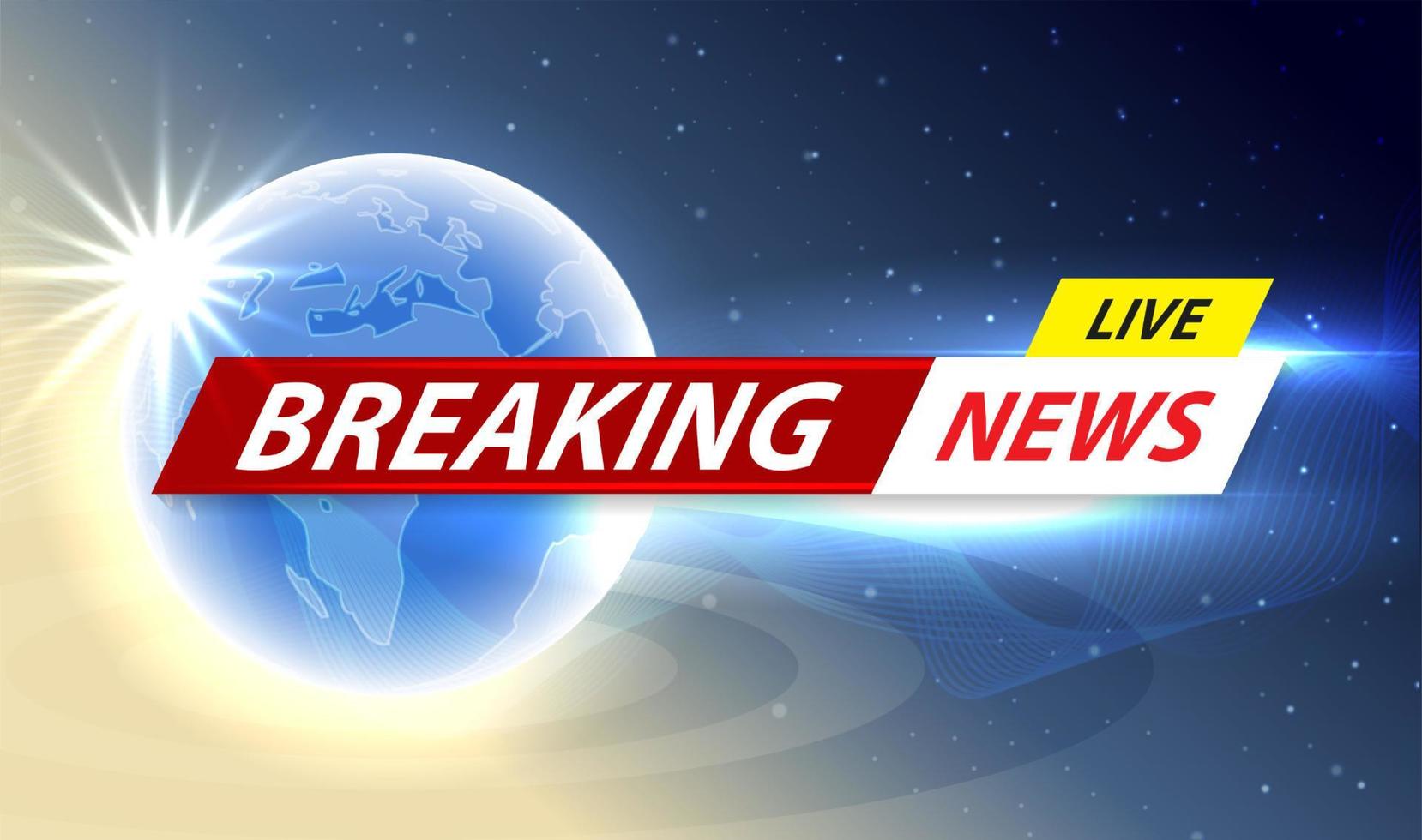 Breaking news live banner on world map background, Vector illustration.