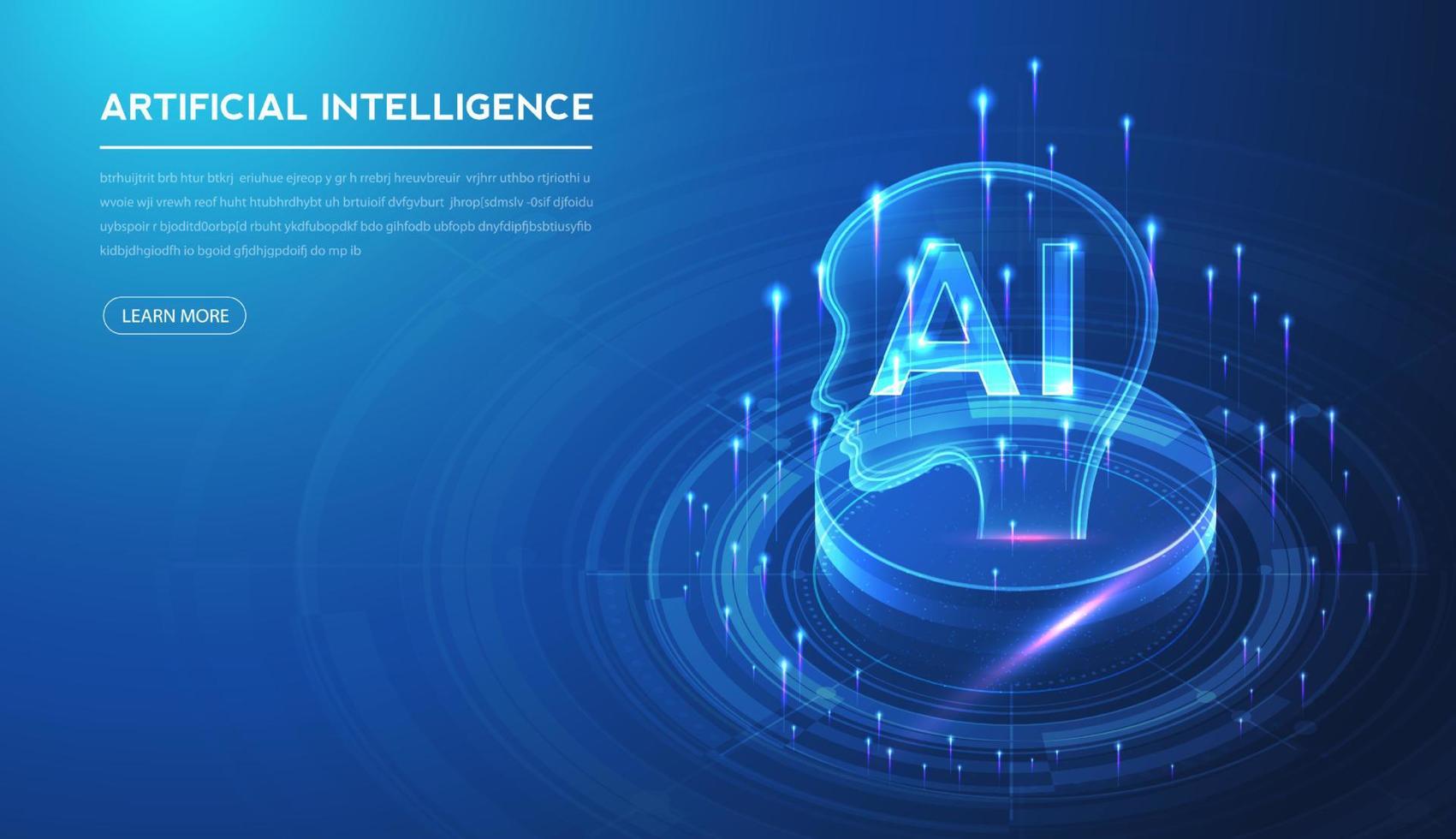 Artificial intelligence, machine learning, ai, data deep learning for future technology artwork, mining, isometric, neural network, machine programming and Responsive web banner. vector Illustration.