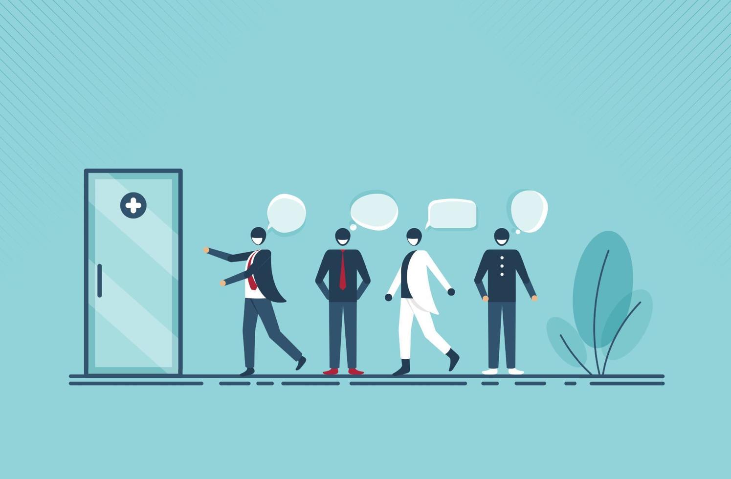 People are queuing for health checks. Vector illustration cartoon design.