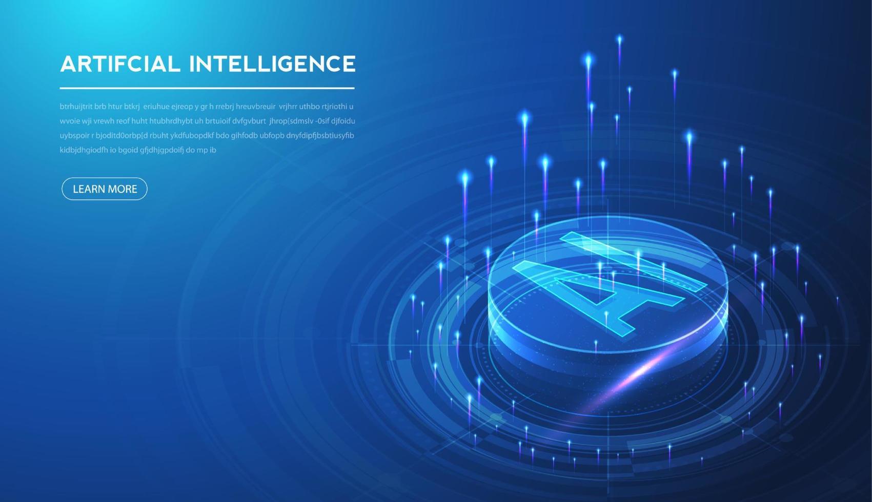 Artificial intelligence, machine learning, ai, data deep learning for future technology artwork, mining, isometric, neural network, machine programming and Responsive web banner. vector Illustration.