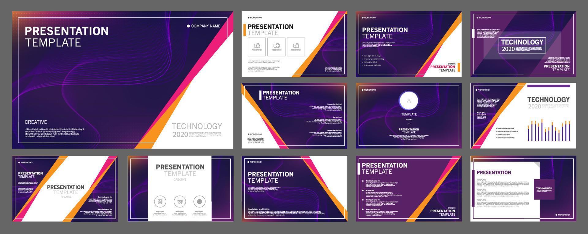 Business presentation templates set. use in presentation, flyer and leaflet, corporate report, marketing, advertising, annual report, banner, annual report brochure, company profile. vector