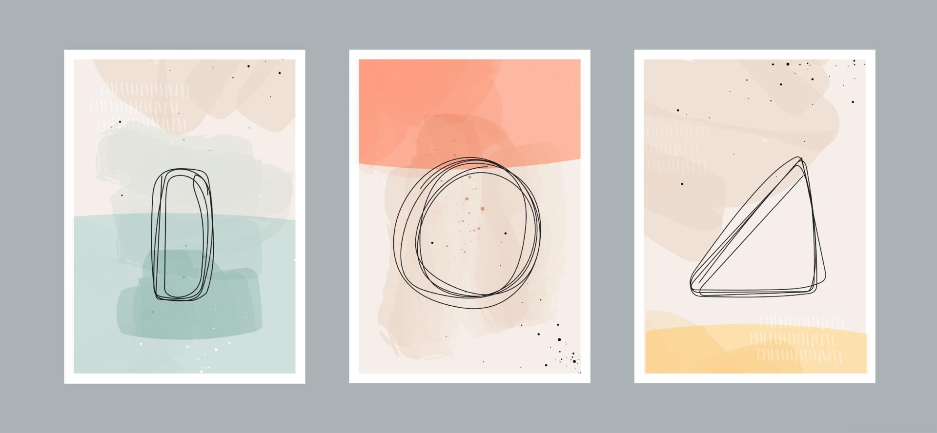 Abstract contemporary arts background with geometric balance shapes, rainbow and sun for wall decoration, postcard or brochure cover design. Vector illustrations design.