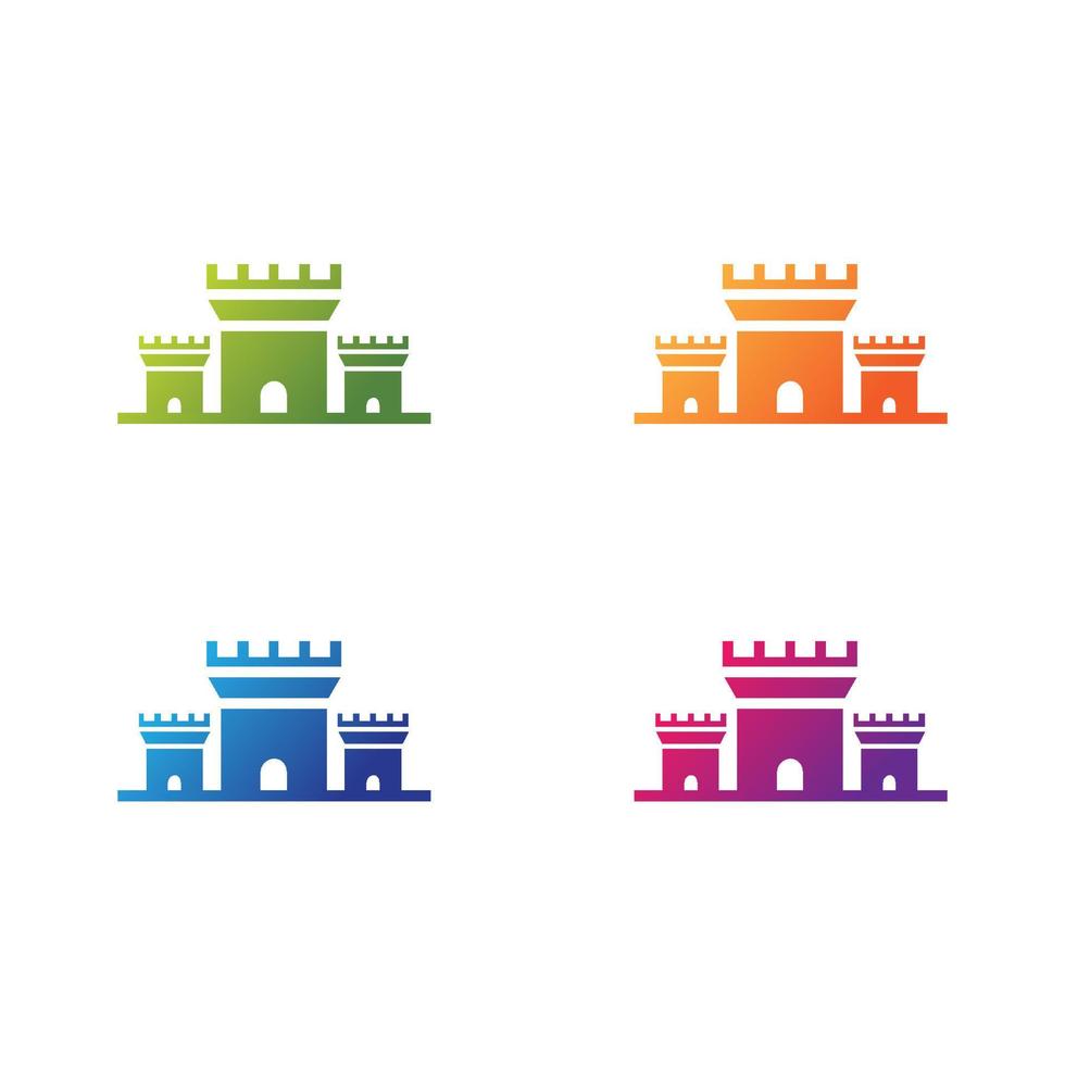 Conjunto de iconos de vector de plantilla de logotipo de castillo