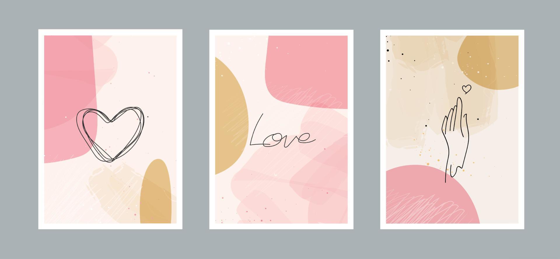 Fondo de amor de artes abstractas con diferentes formas para decoración de paredes, diseño de portadas de tarjetas postales o folletos. diseño de ilustraciones vectoriales. vector