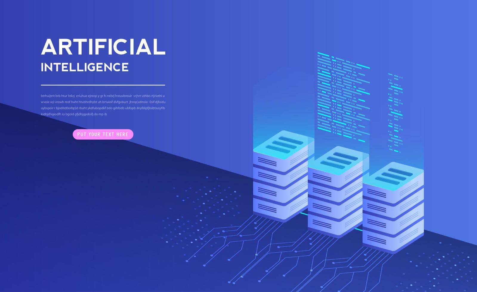 Artificial intelligence with digital is learning processing big data. technology and engineering concept. vector design.