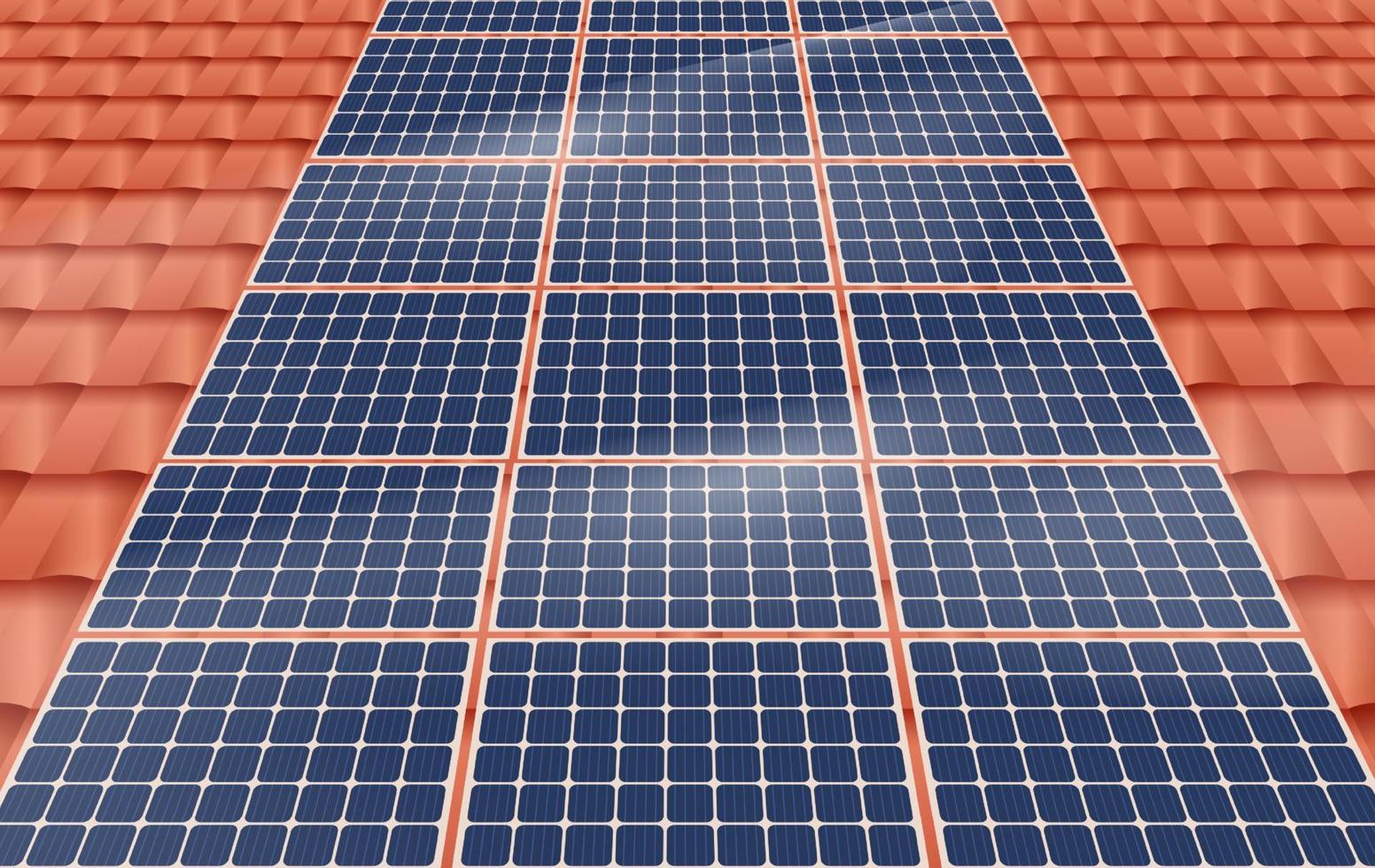 Solar panel on a roof of a house, concept of sustainable resources, vector illustration design.