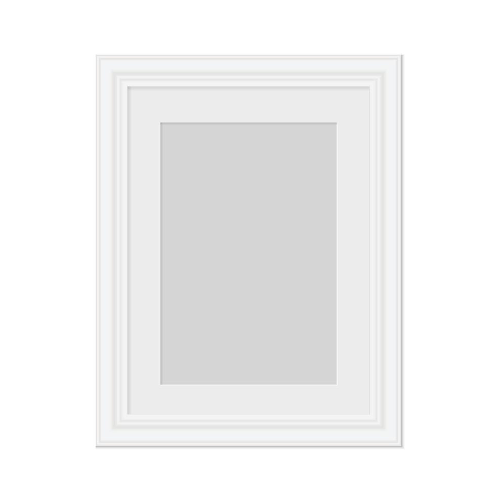Realistic photo frame isolated. Vector template for picture. Blank white picture frame mockup template. Empty framing for your design. Vector illustration