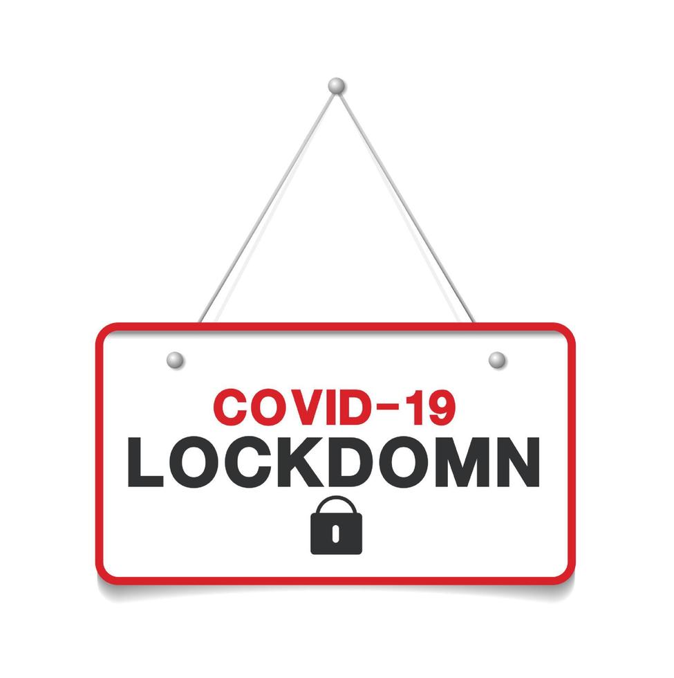 Hanging sign about coronavirus and close-up on a red closed sign of a shop displaying the message Sorry closed due to coronavirus. vector