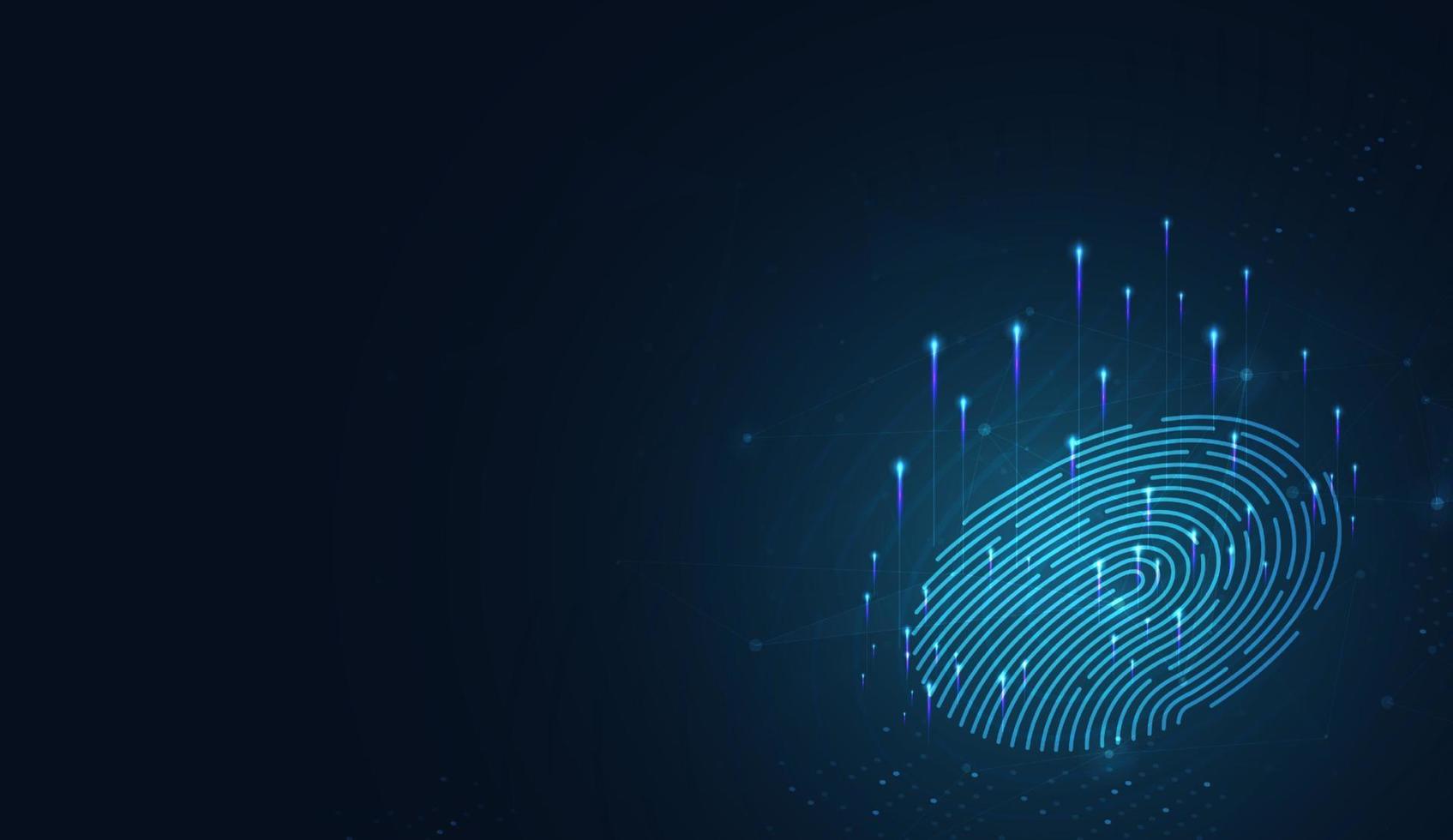 Laser scanning of fingerprint of digital biometric security technology. Low poly wire outline geometric. Illustration vector design.