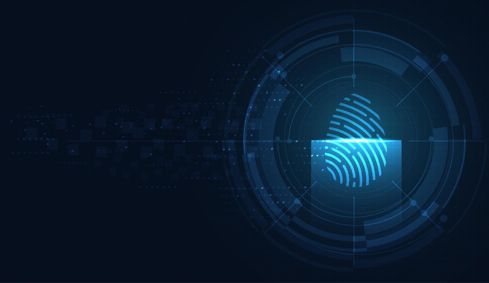 Laser scanning of fingerprint of digital biometric security technology. Low poly wire outline geometric. Illustration vector design.