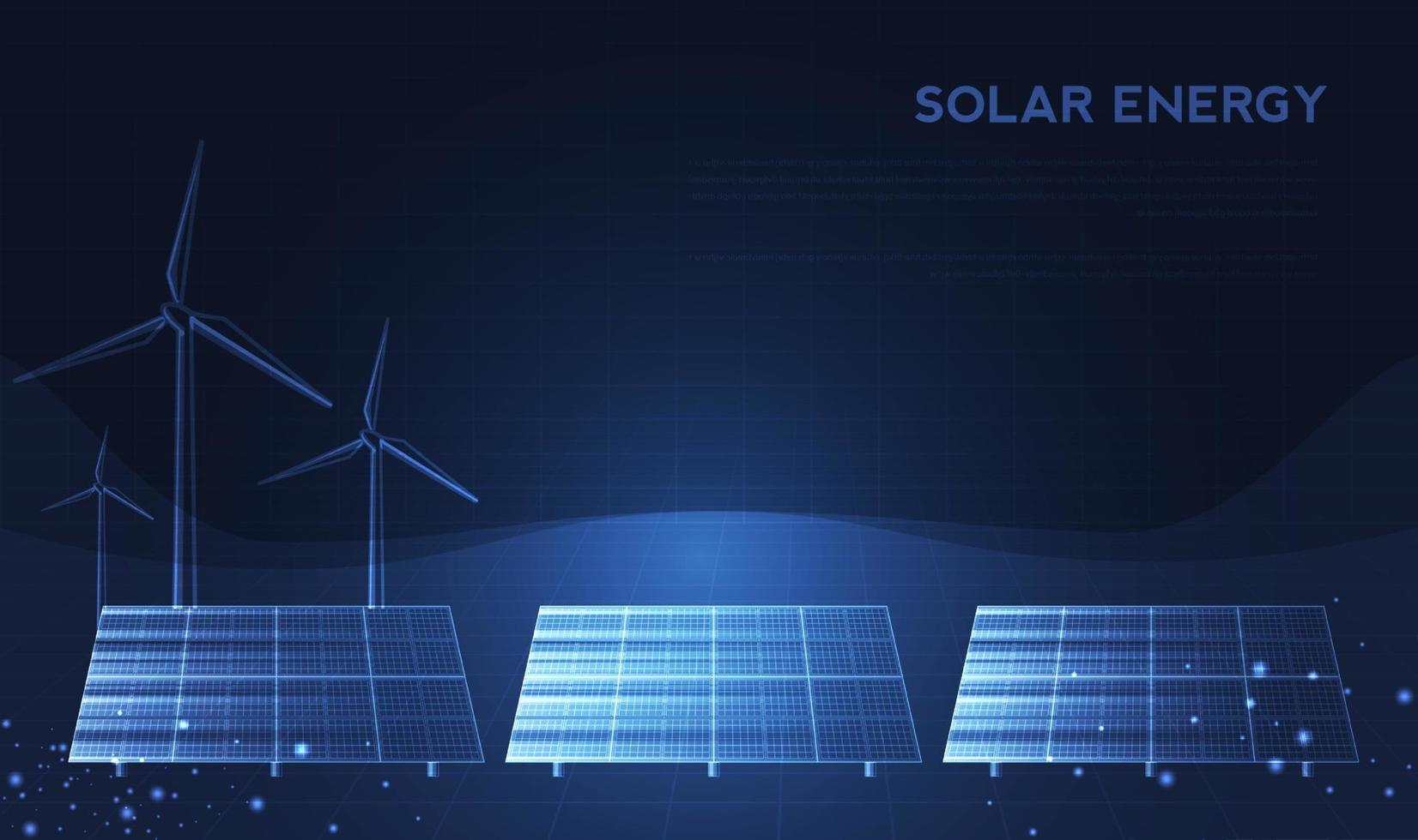 Solar panels and wind turbines or alternative sources of energy. Ecological sustainable energy supply. Vector illustration design.