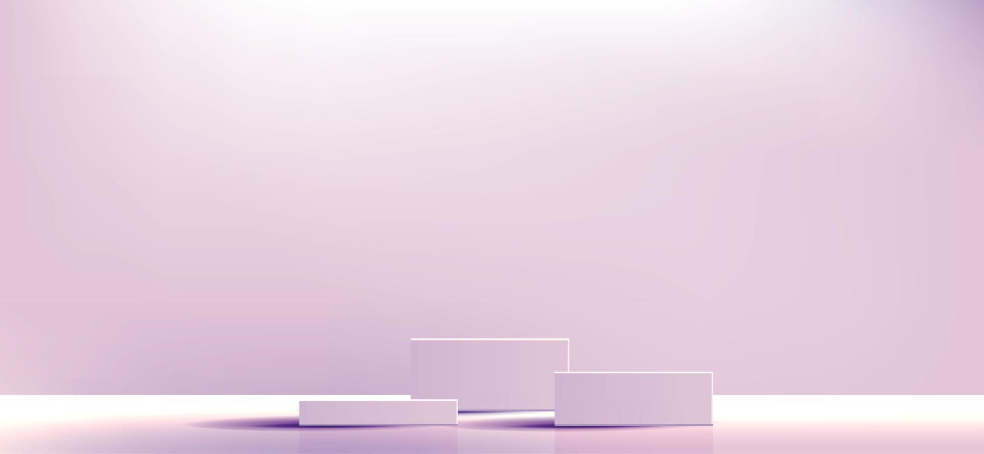 Purple geometric podium square and minimal boxes. empty showcase for cosmetic product presentation. Fashion magazine. vector Illustration design EPS10.