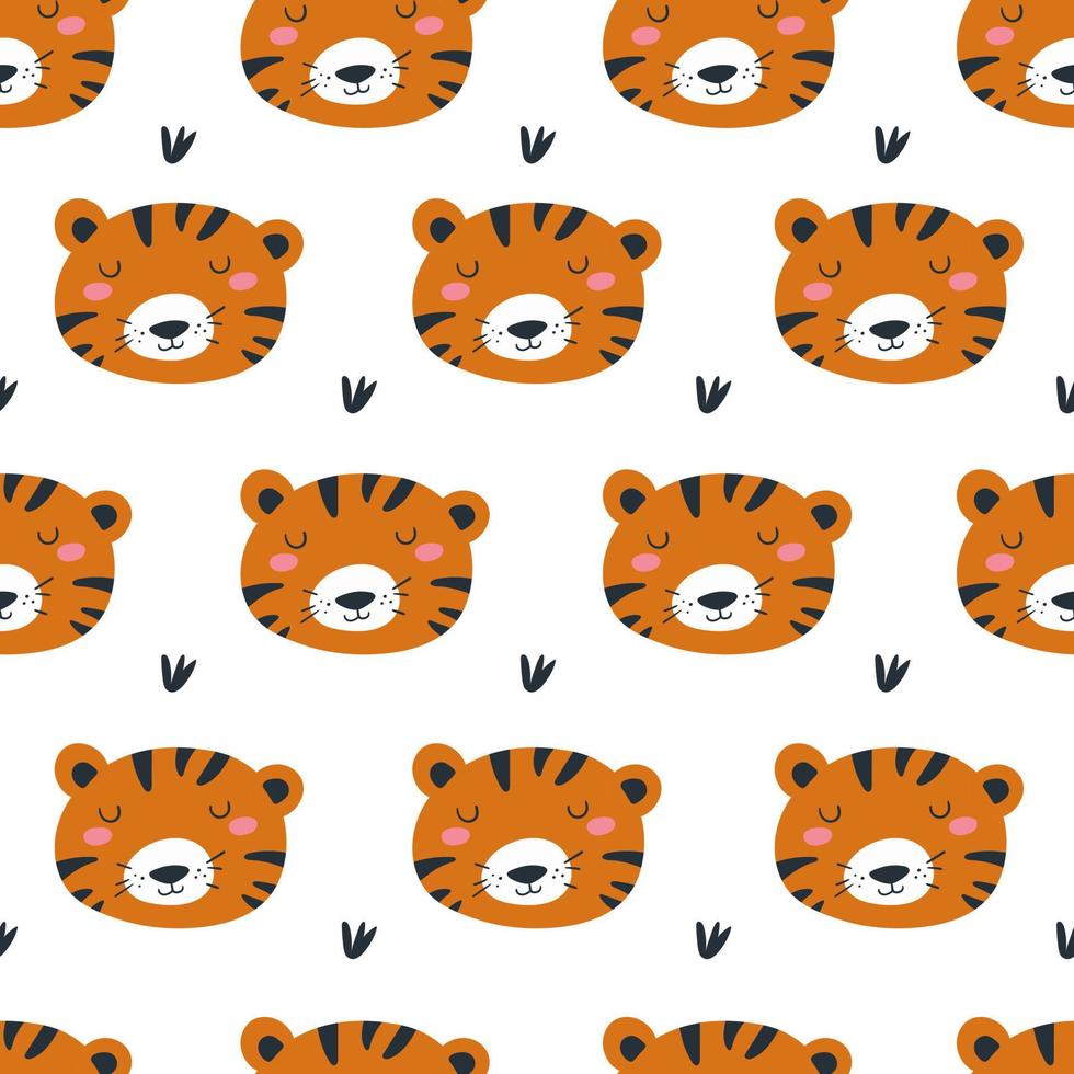 Pattern with Tiger. Vector illustration