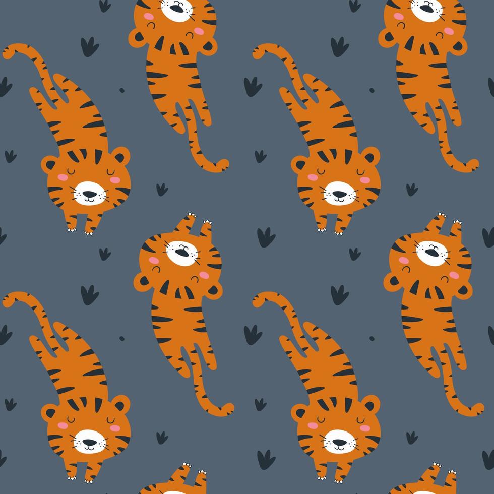 Pattern with Tiger. Vector illustration