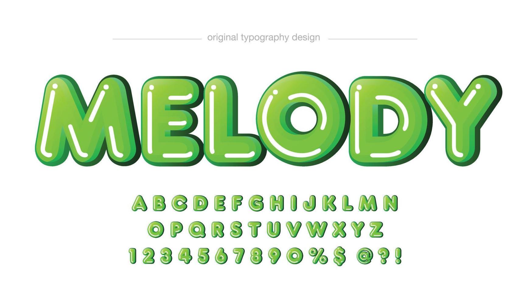 rounded green 3d cartoon font vector