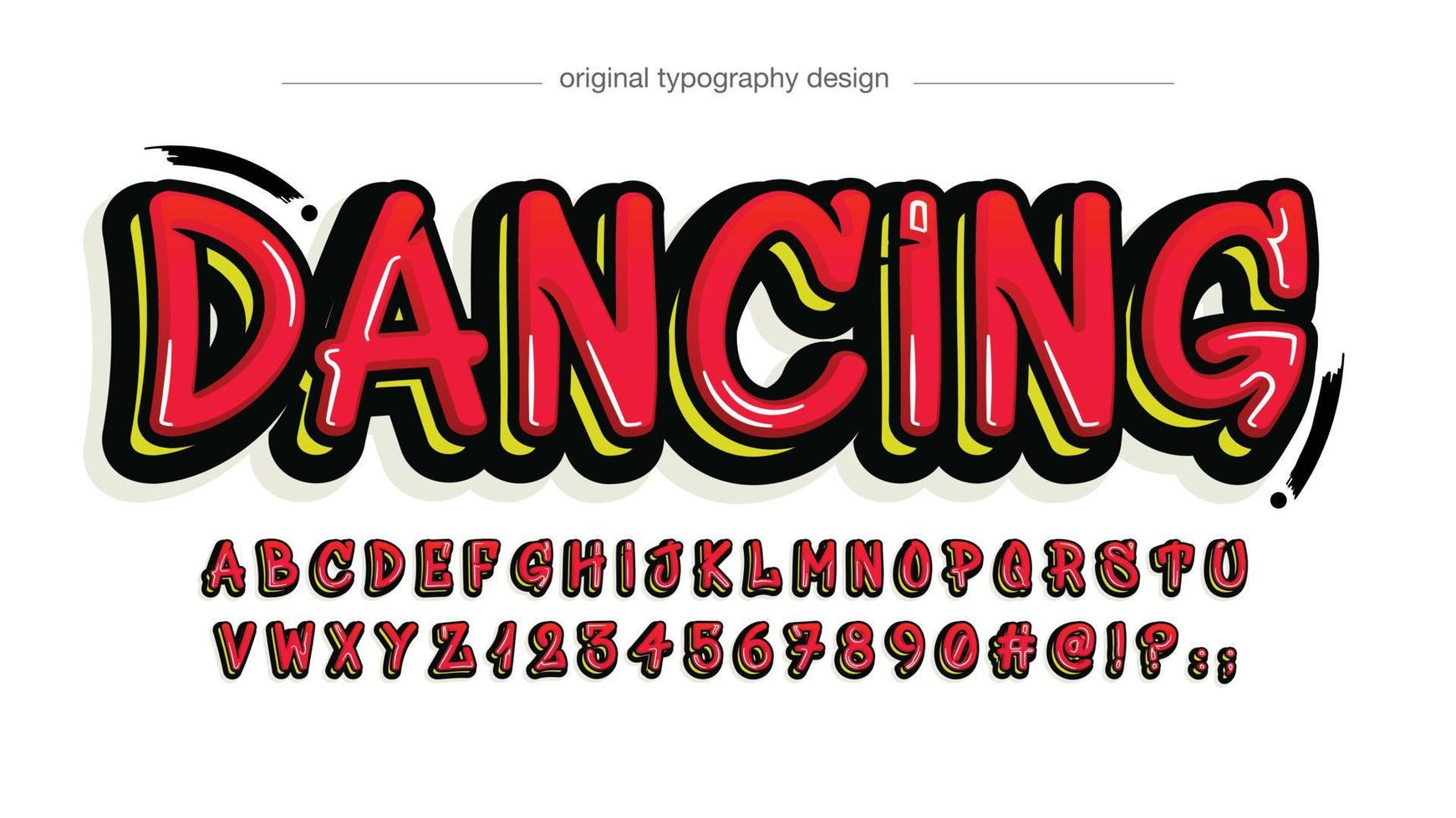 red and yellow graffiti style typography vector