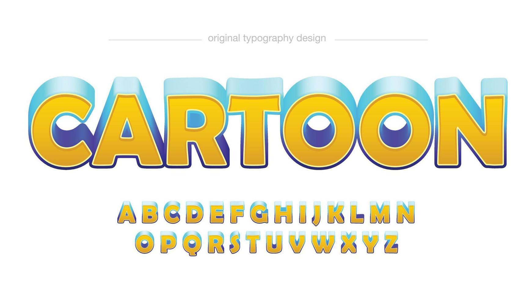 yellow and blue 3d cartoon perspective font vector