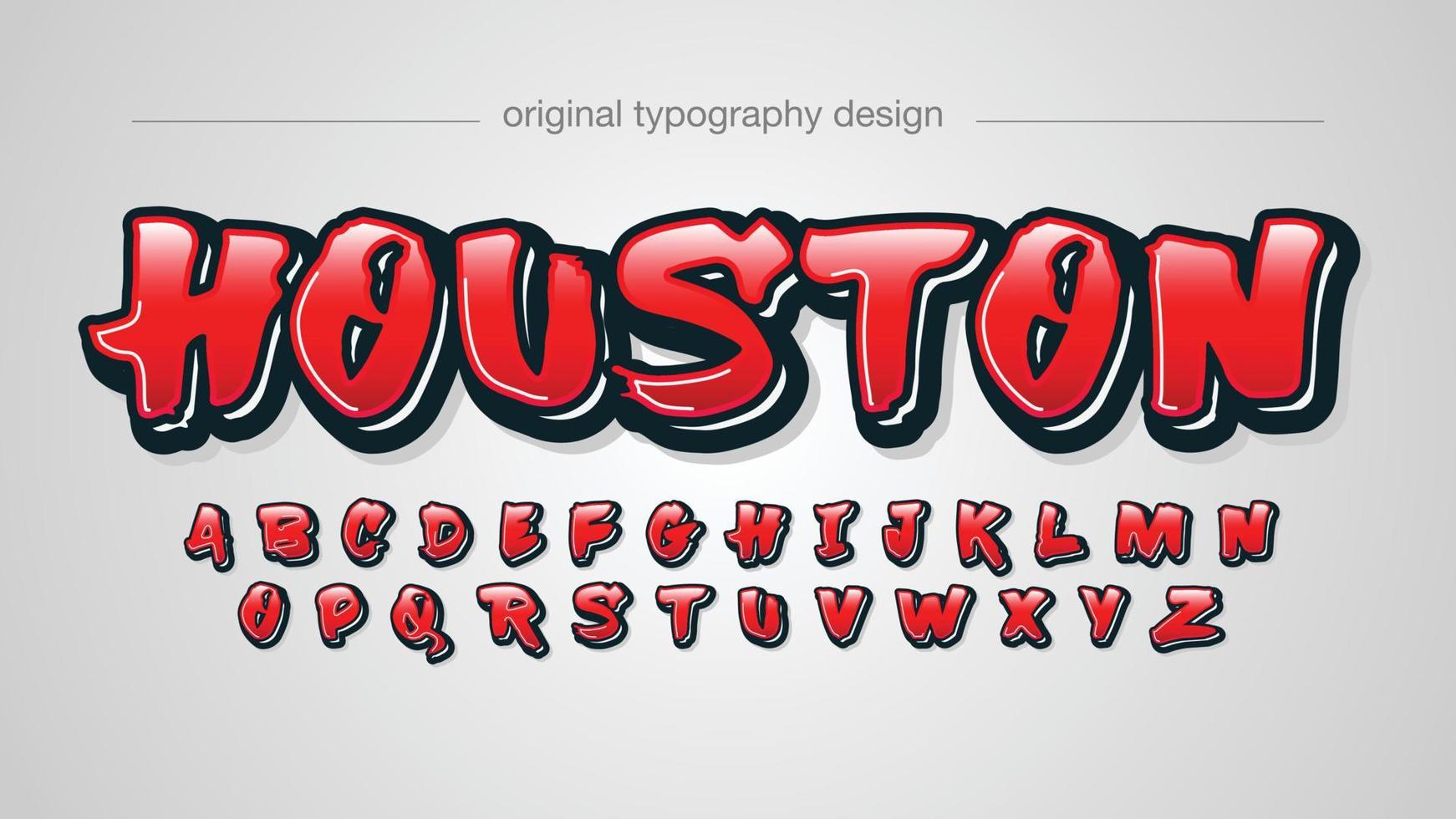 fuente de letras aisladas de graffiti en negrita roja vector