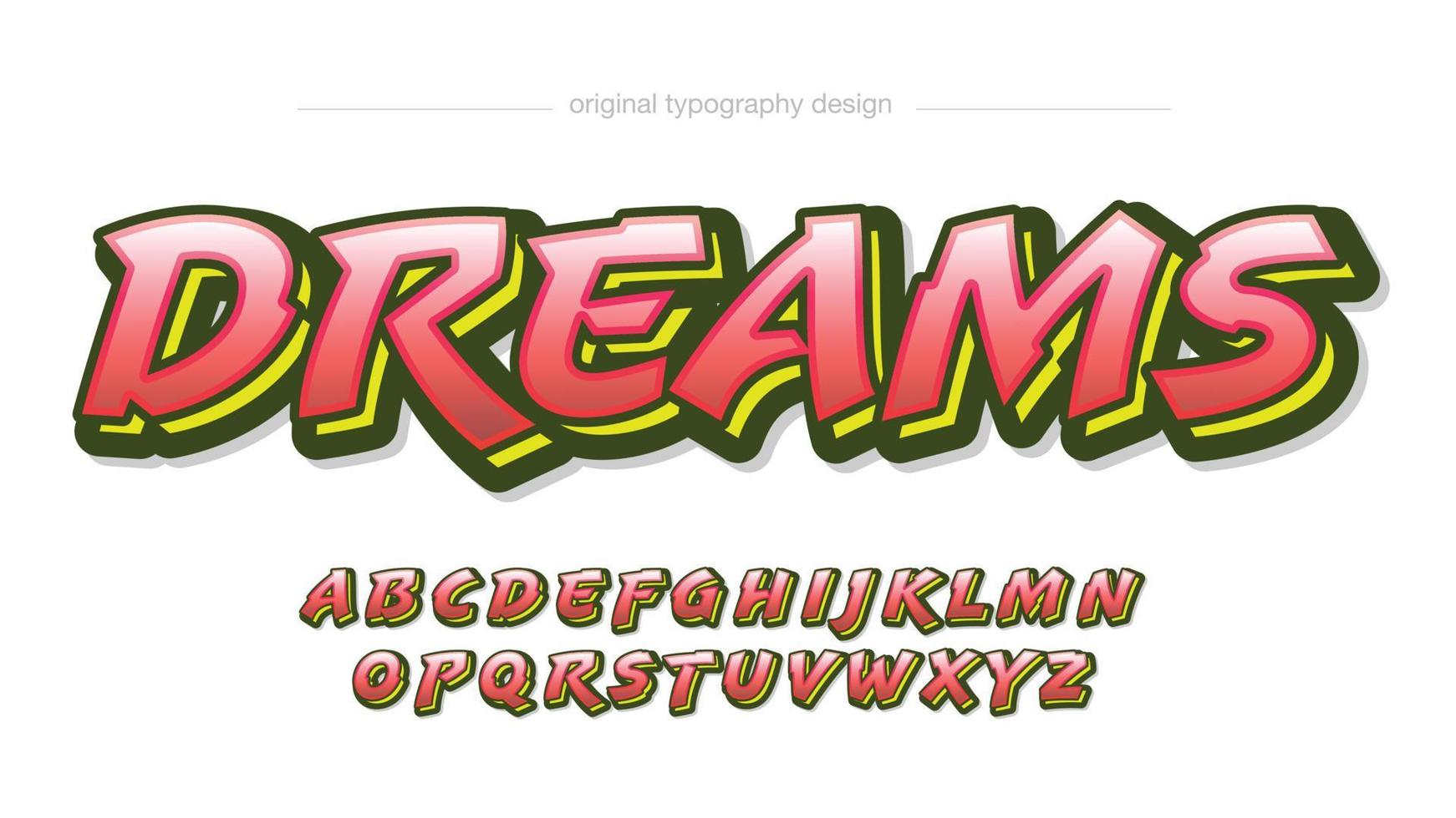red and neon green 3d graffiti typography vector