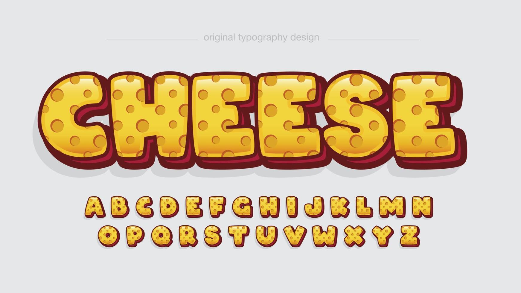 yellow cheese pattern 3d cartoon typography vector