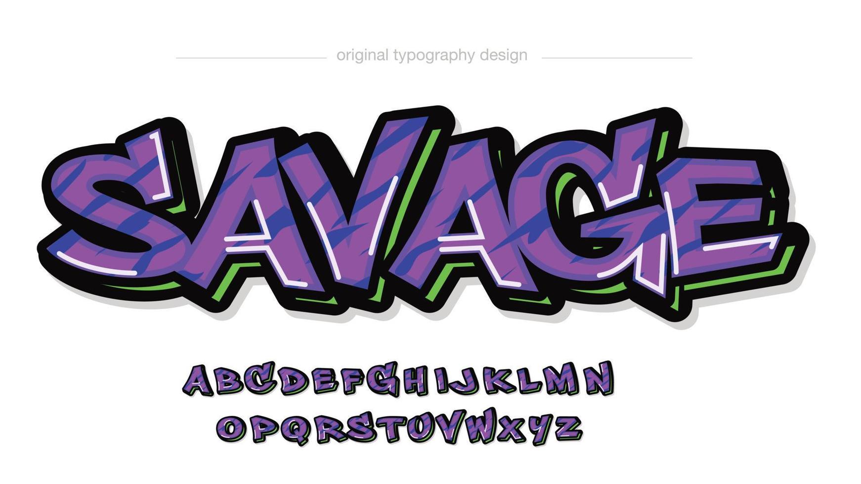 purple animal pattern 3d graffiti font vector