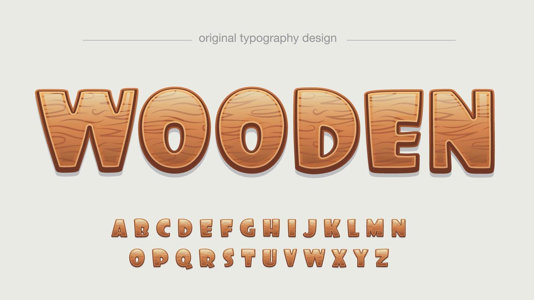 wood pattern rounded cartoon typography vector
