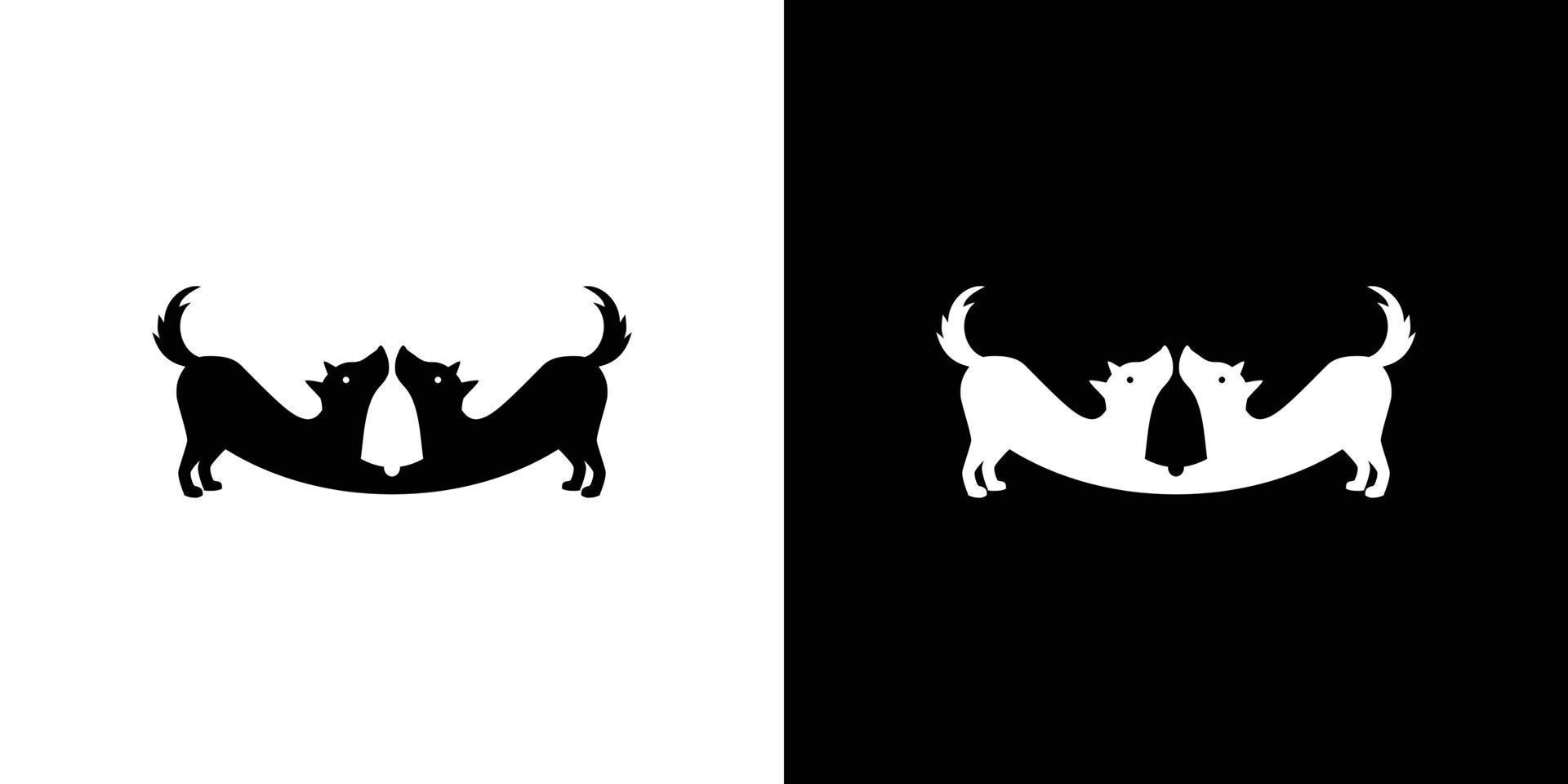 Logo design of 2 dogs with a unique and attractive combination of a bell vector