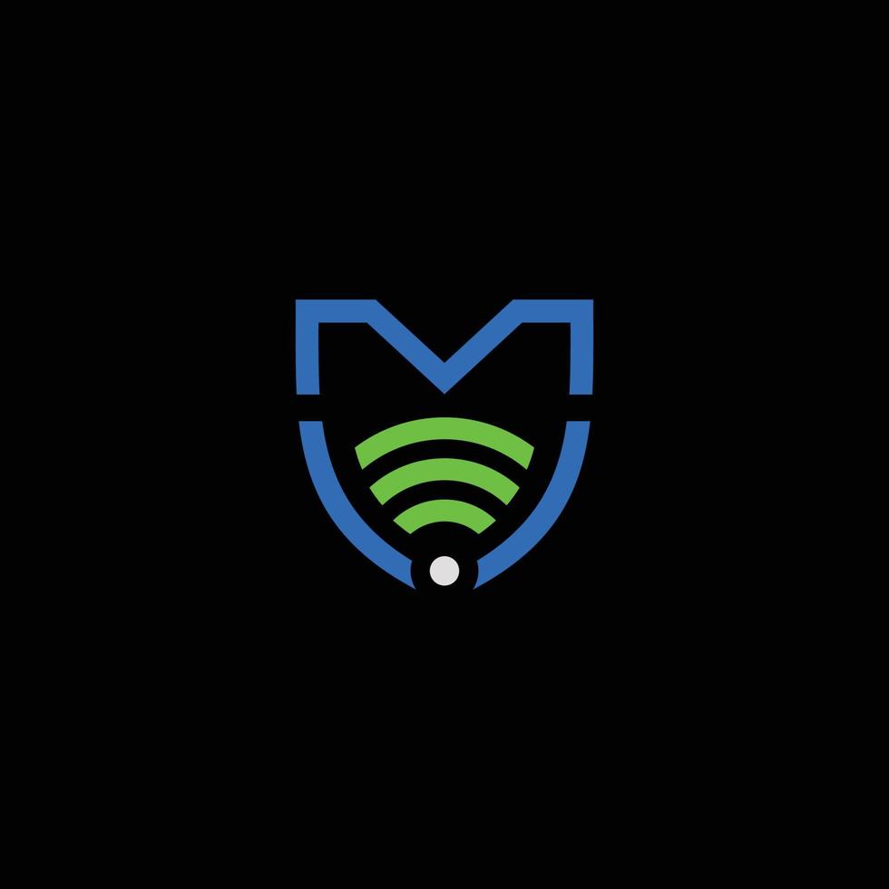 Logo initials letter M for a modern and cool telecom company vector