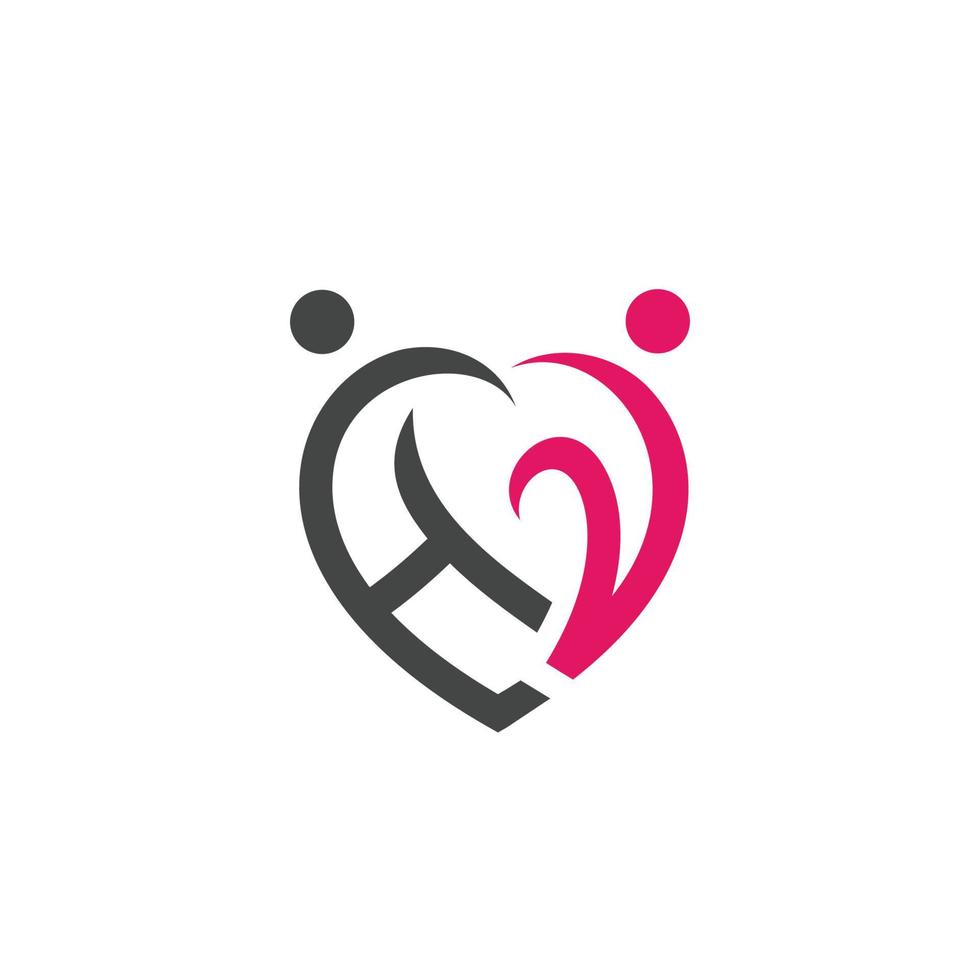 a simple and romantic heart 2 love logo design 2 vector