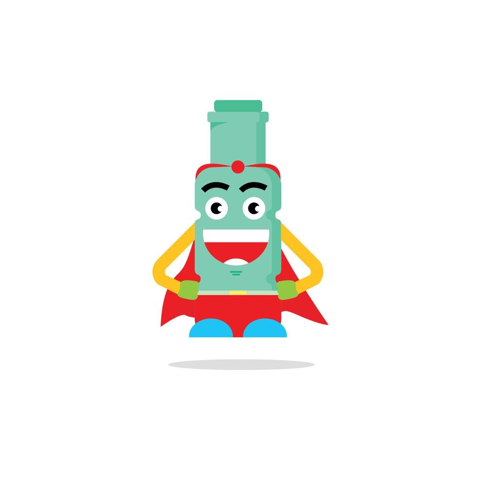 mascot super hero cheerful bottle vector