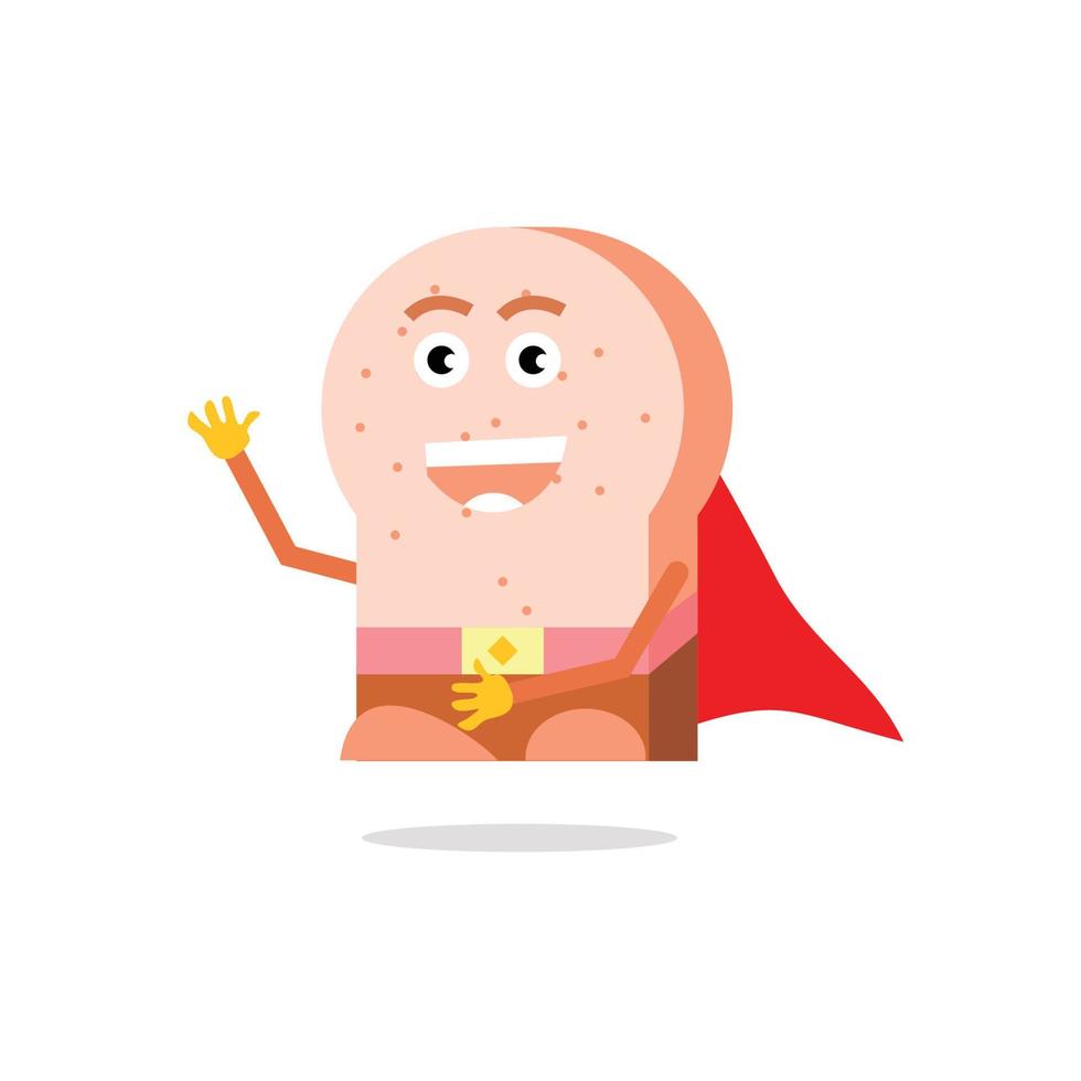 mascot super hero cheerful bread vector