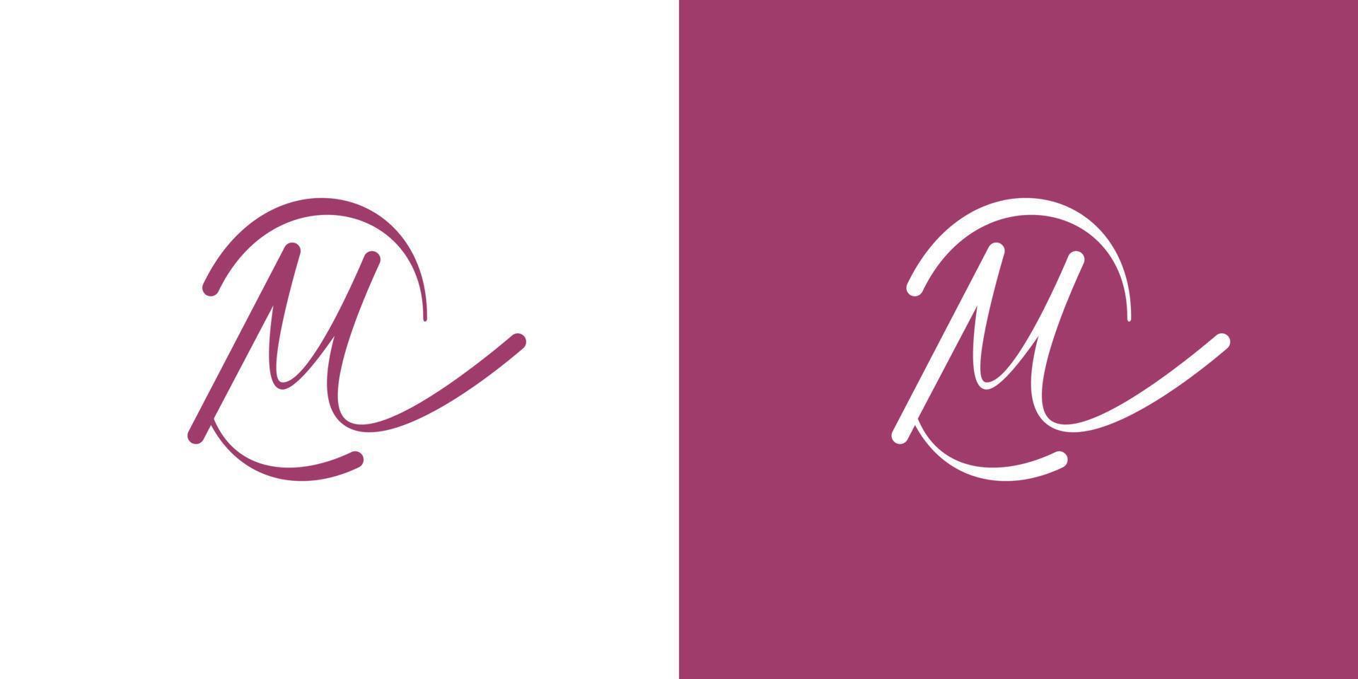 Minimalist and luxurious initial MC lettering logo design vector
