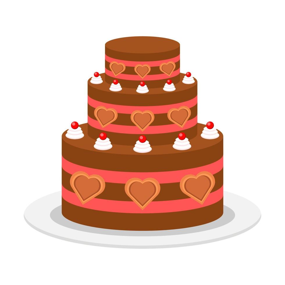 Beautiful cake flat illustration vector