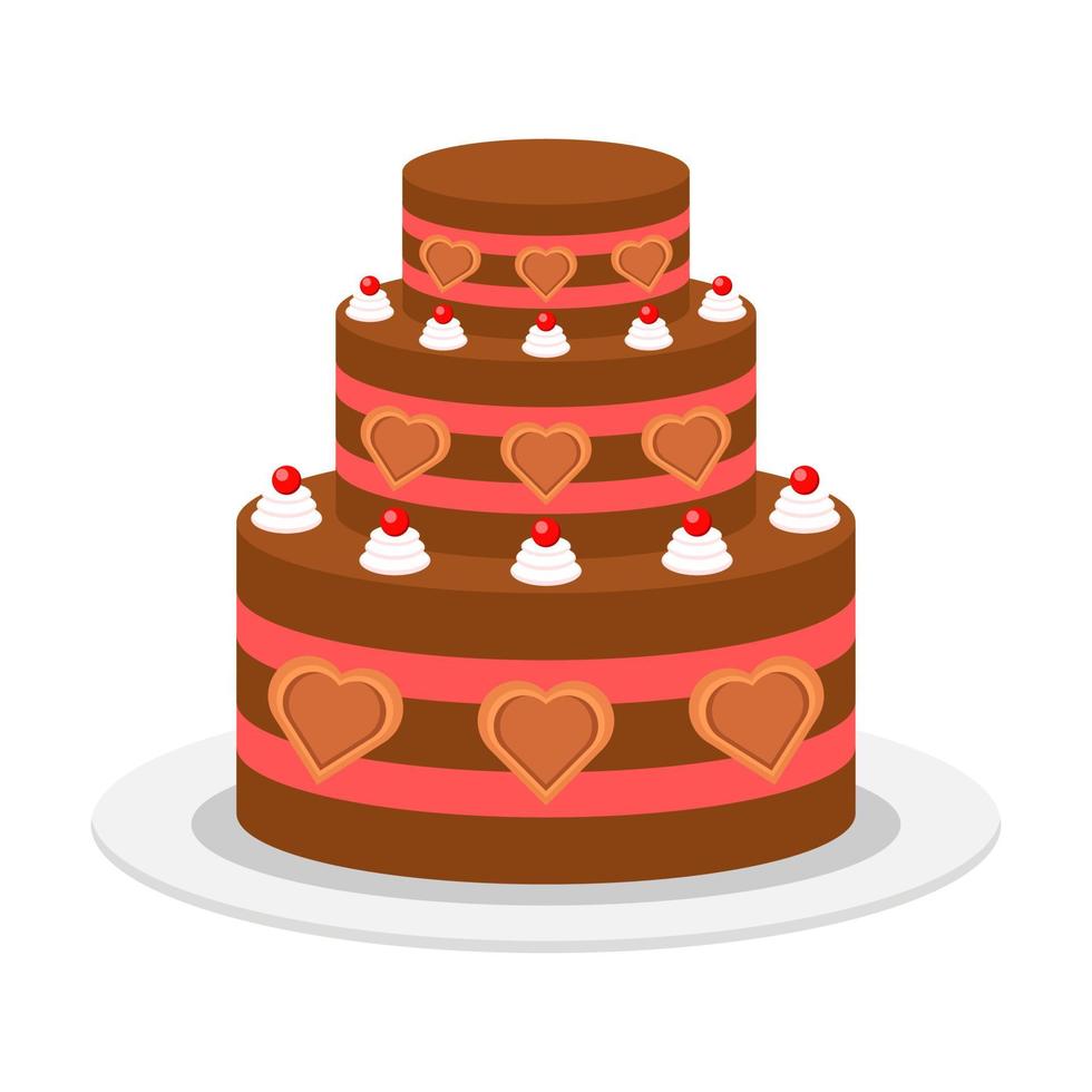 Beautiful cake flat illustration vector