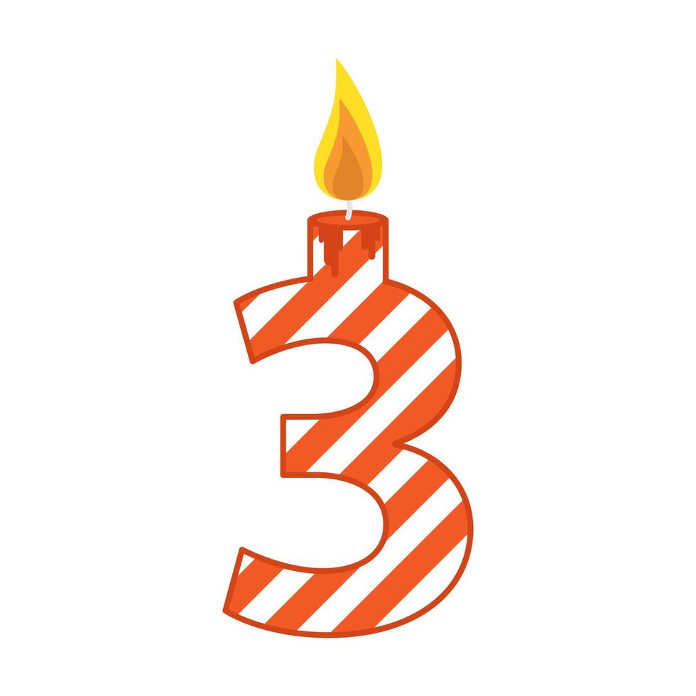 Birthday candle number flat illustration vector