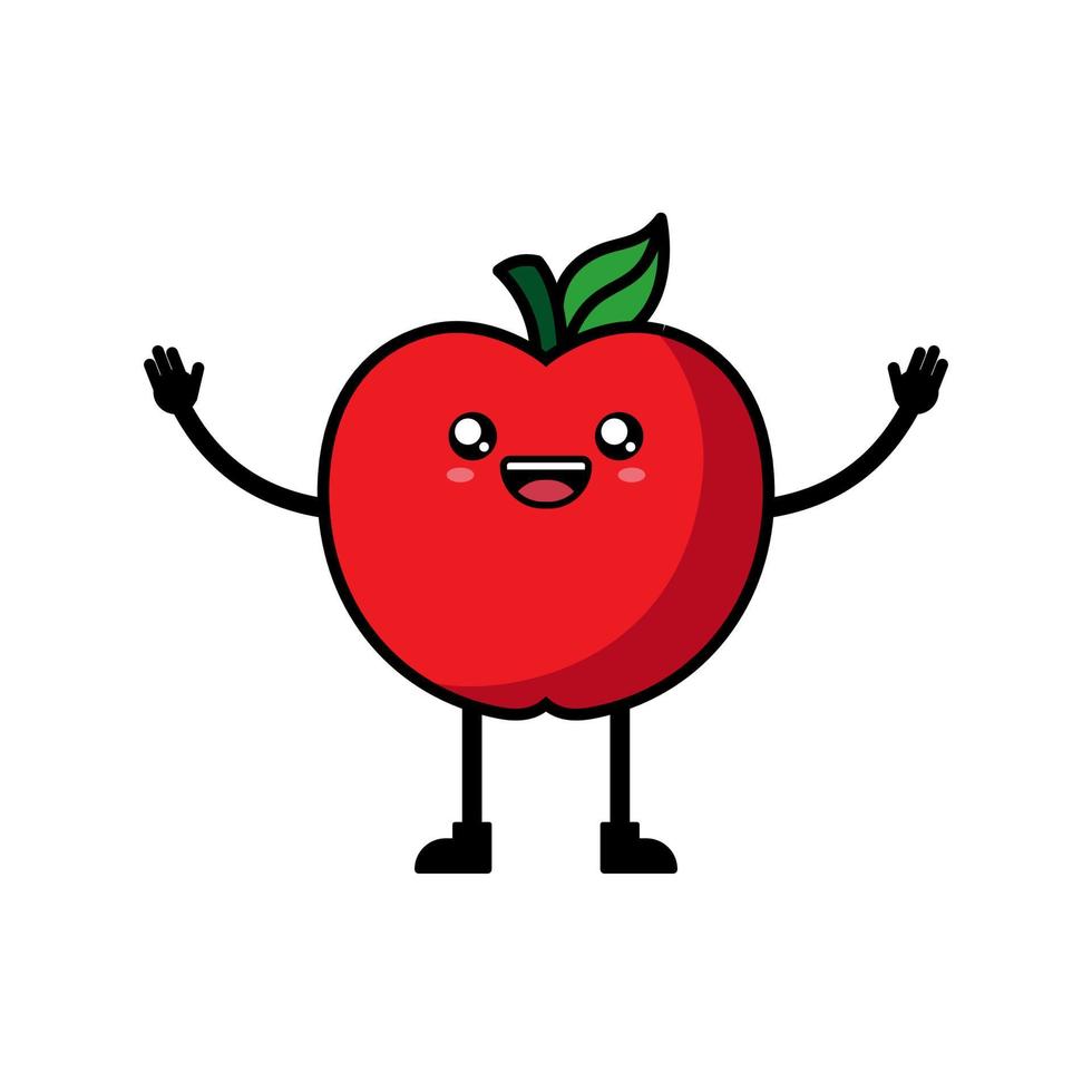 Cute apple cartoon illustration vector