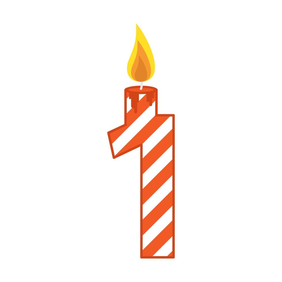 Birthday candle number flat illustration vector