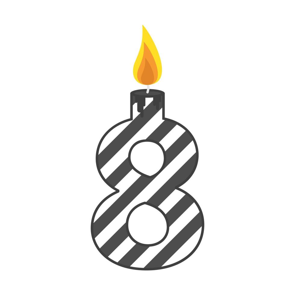 Birthday candle number flat illustration vector